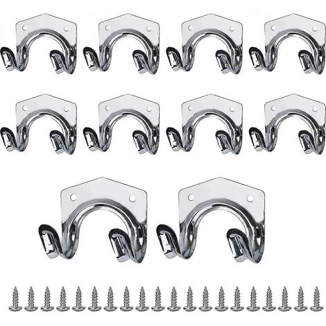Set mit 10 doppelten Werkzeughaken, Wandmontage, Garagenwerkzeughaken, mit 20 Schrauben (Geschenk). (1/5)