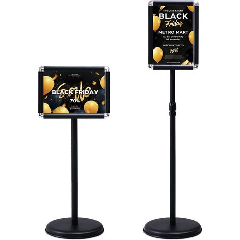 COSTWAY A4 Sign Stand Poster Stand Height Adjustable Telescoping 360° Rotatable Display (1/5)