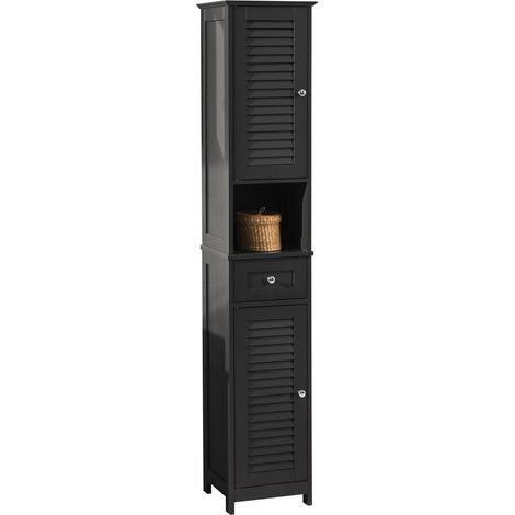 [JAMAIS UTILISE] SoBuy SoBuy FRG236-DG Meuble de salle de bain haut - Avec tiroirs - Noir - Bois - 32x30x170cm