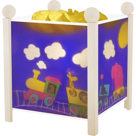Le Train du Voyage - Veilleuse - Lanterne Magique - Cadeau Enfant - Dessin anime - Lumiere rassurante - Couleur Bois Blanc - Ampoule 12V 10W inclue - Prise Elec. EU (1/4)