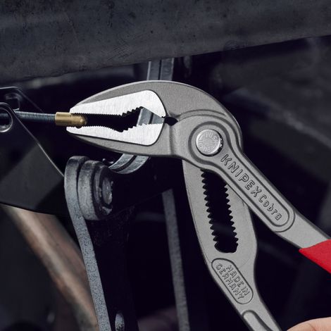 KNIPEX 87 51 180 Cobra® ES Pinza regolabile per tubi e dadi extra-affusolata Rivestita in plastica antiscivolo bonderizzata grigia 180 mm