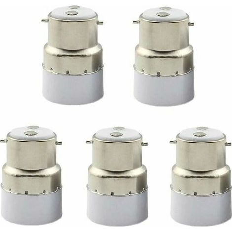 Paquet de 5 convertisseurs de douille d'ampoule B22 à E14 Douille de douille B22 Passer au support de lampe adaptateur standard E14. (1/4)