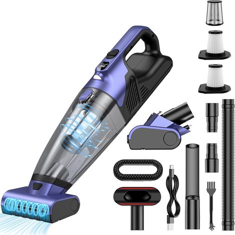 Aspirateur Voiture Puissant 17000Pa Mini Aspirateur à Main sans Fil Rechargeable avec Filtre HEPA USB Aspirateur de Table, Aspirateur Poil de Chien pour Maison Voiture (1/5)