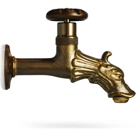 rubinetto per fontana da giardino in ottone brunito con rosone r3 da 1/2" - kam