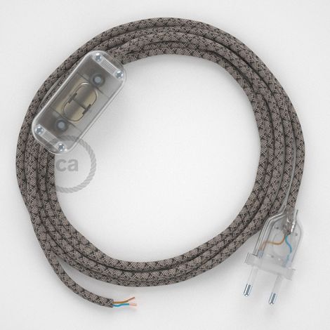 Cordon pour lampe, câble RD64 Losange Anthracite 1,80 m. Choisissez la couleur de la fiche et de l'interrupteur  Transparent (1/4)