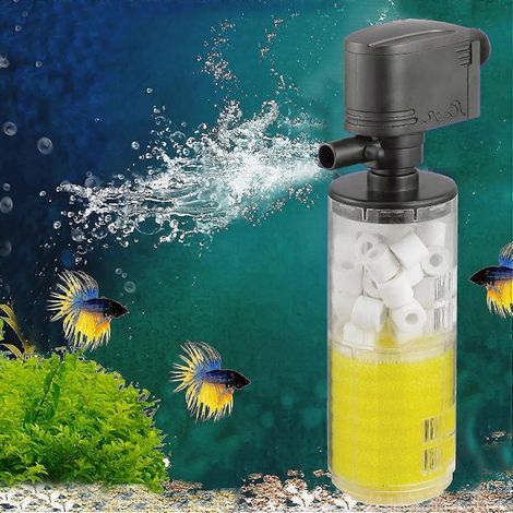 Pompe de filtration submersible silencieuse 3 en 1 pour aquarium, débit interne de 1300 L/h