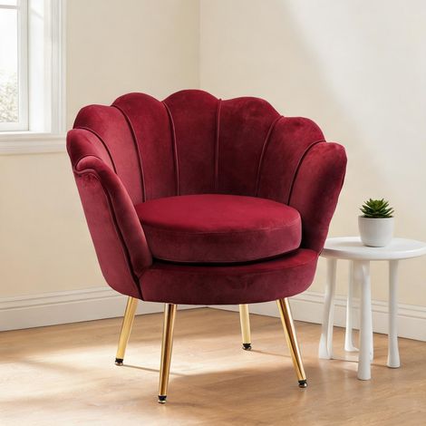 Canapé rouge vineux en velours polyester 76 x 67 x 74 cm (1/5)