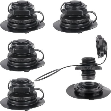 4 Pcs Vanne d'air pour Bateau Gonflable Vanne de Canoë Gonflable Noir Remplacement Valve Capuchons de Valve d'air pour Bateau Gonflable Piscine Gonflable Spa Paresseux (1/5)