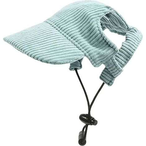 Casquette de baseball pour chien - Protection solaire - Réglable - Avec trous pour oreilles - Bleu (1/4)
