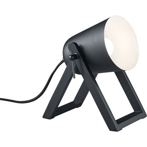 Lampada tavolo da Interno E27 in Legno naturale Nero Opaco