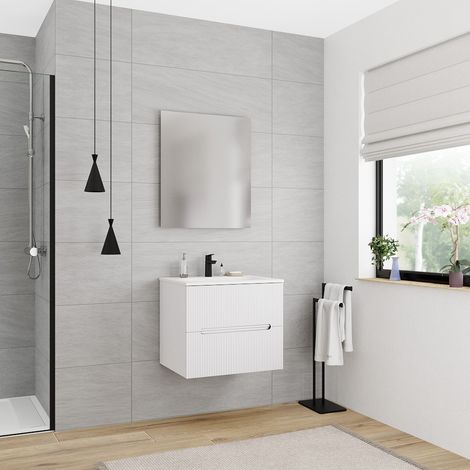 Ceramia 60 cm, Neue Badmöbel zusammengebaut, FSC-zertifiziert, gebrochenes Weiß (CERAMIA-5OW60)