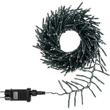 Wisdom cluster stringa catena 10 mt serie 500 luci di Natale a Led reflex 3 mm multicolore senza flash cavo verde IP44 per uso esterno ed interno professionale Multicolor 10 metri - 500 led Fissa - No (1/5)