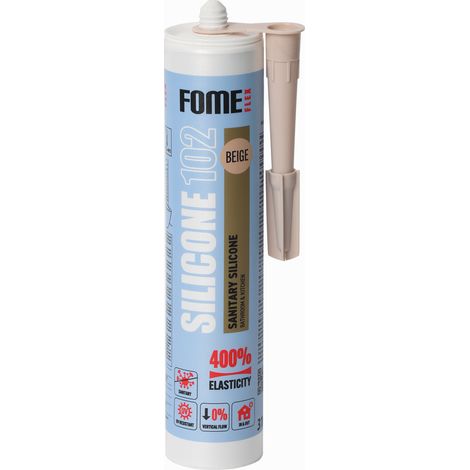 Sellador de silicona sanitaria beige FOME FLEX 102 Sanitary – Acético – Sellado para cocina y baño – Antimoho (1/5)