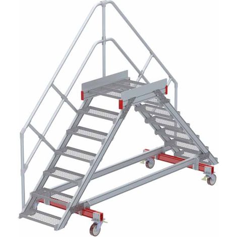 Euroline 512 mobiler Überstieg 45° Stufenausführung Stahl Gitterrost Stufenbreite 600mm 7 Stufen