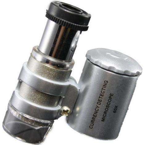 LESHP 60X Mini Microscope - Portable Magnifier with LED and UV Light for Jewelry and Stamps (1/4)
