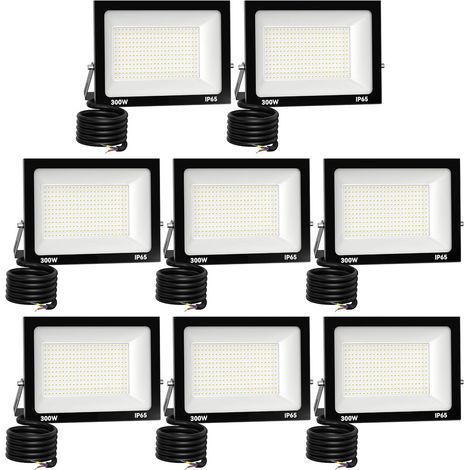 8 Pack Projecteur LED Extérieur 300W 30000 lúmenes 3000K Blanc froid Spot LED Eclairage IP65 Étanche Projecteur Extérieur Eclairage de Sécurité Floodlight pour resistente al agua (1/5)