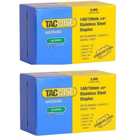2 x Tacwise 0477 140 Series Stainless Steel Staple Selection Pack 10mm x 5000 (1/2)