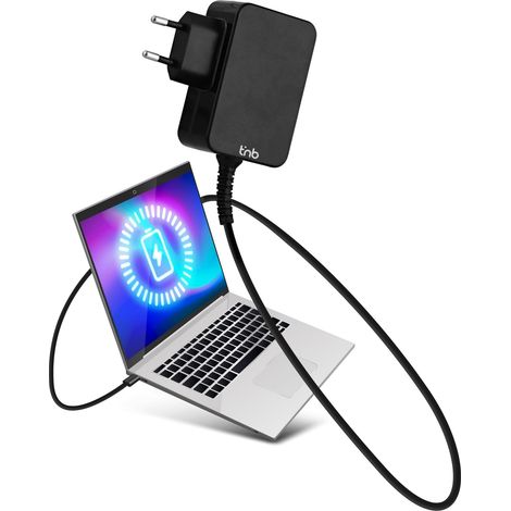 T'nB – Colgador universal USB-C de 45 W con toma de pared, dimensiones compactas, permite cargar todos tus dispositivos – negro