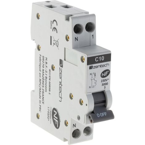 Disjoncteur PH/N - 10A zenitech NF (1/3)