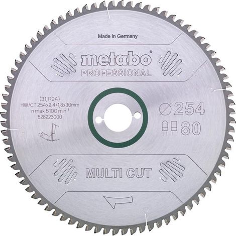 Metabo - Lama per sega circolare HW/CT 250x2,8x30 mm 80 FZ/TZ