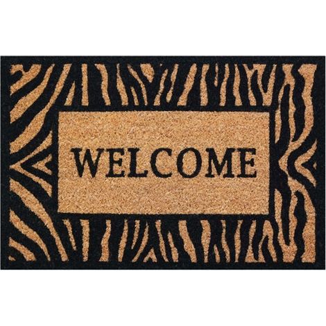 idmat welcome zèbre tapis coco naturel 40x60 cm (1/3)