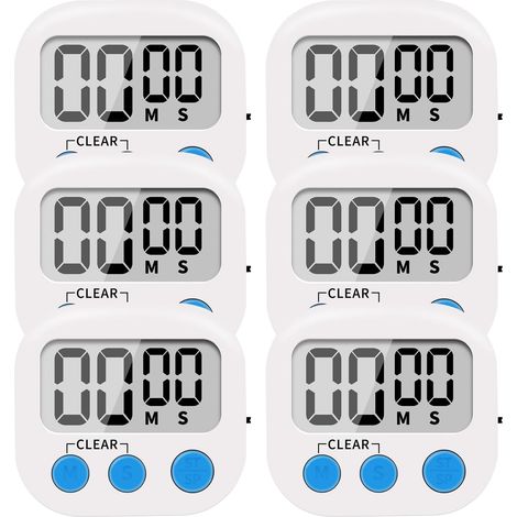 Lot 6 minuteurs cuisine numériques aimantés, marche/arrêt, minutes et secondes