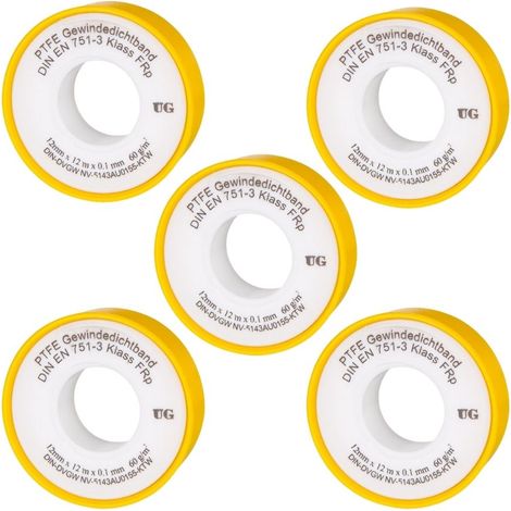 Hochtemperaturbeständiges Solar Gewindedichtband (Feingewinde) - 12m 5 Stück (1/2)