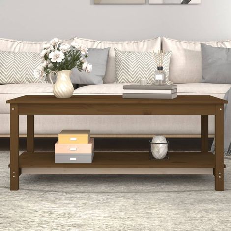 Mesa de centro madera maciza de pino marrón miel 110x55x45 cm vidaXL (1/5)