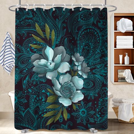 Rideau douche polyester 180x180 poids lesté rideau étanche pour ambiance spa à domicile (1/5)