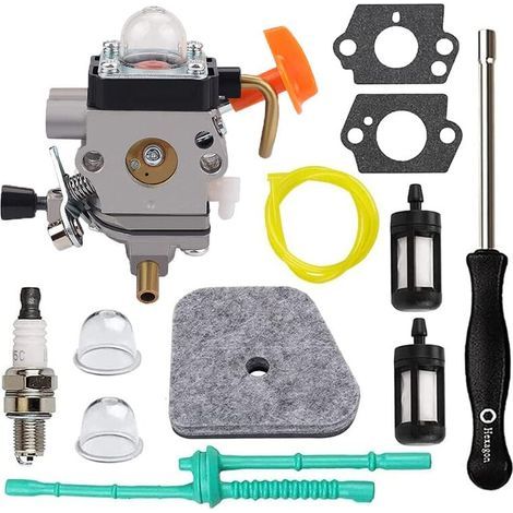 Carburador FS90R para Stihl FS110R FS130R FS100 KM130R FS130 FS90 KM90R KM90 FS110 KM110R HT100 HT101 con herramienta de ajuste y kit de ajuste de holgura de válvulas. (1/4)