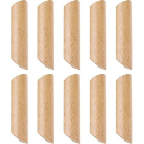 Lot de 10 Poignées de Placard en Bois Forme Éventail Poignée pour Meuble Tiroir avec Vis Entraxe 160mm (1/4)