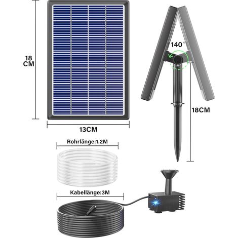 Biling Solar Springbrunnen für Außen mit Glas Panel, 3.5W Solar Brunnenpumpen Gartenbrunnen Wasserpumpe für Vogelbad, Solarbrunnen für Draussen mit 4ft Wasserleitung für Wasserspiel, Teiche (1/5)