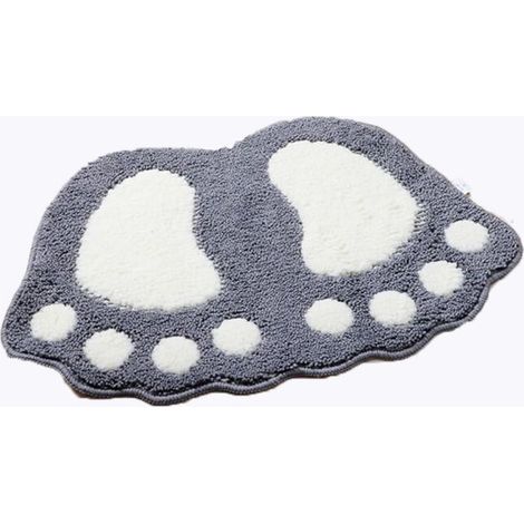 Tapis de bain antidérapant, Tapis de cuisine salle de bain, motifs doux et confortables, absorbe la baignoire pour la chambre à coucher, cuisine, couloir, entrée, coton, gris, moyen 60  40CM (1/4)