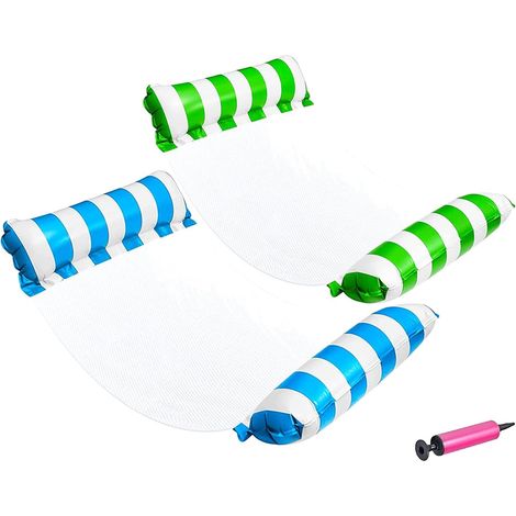 Hamac Gonflable Piscine 2Pcs Hamac Flottant lit Flottant Gonflable 4 1 Pompe air Manuelle Multi Usage Flottantes Hamac Hamacs eau (1/5)