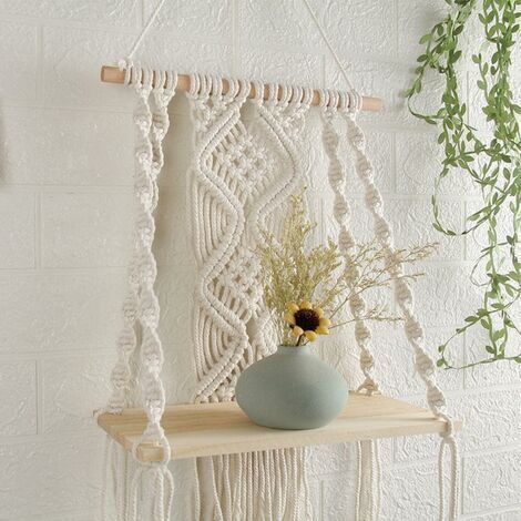 Étagère murale - Décoration murale bohème pour chambre à coucher - Art mural en macramé en corde tissée comme décor d'étagère de salle de bain Boho (1/4)