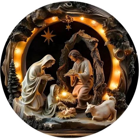 Nativity Scene - Acrylic Christmas Ornament - Tabletop Tree Hanging Decoration - 8 x 8 x 0.5 cm - Set of 2 (1/5)