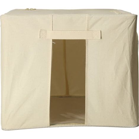 Organisateur de rangement pour vêtements 66L avec fermeture éclair et ouverture frontale, couleur crème