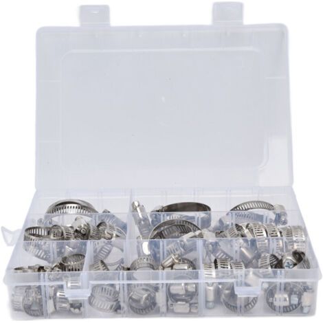 60 Pièces Collier de Serrage Acier Inoxydable, Type Américain Réglable pour Tuyaux Industriels FS090001 (1/5)