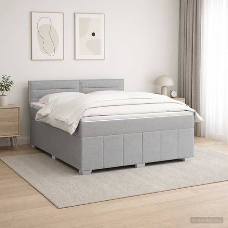 Cama box spring con colchón Gris Claro 140 x 190 cm Tela (1/5)