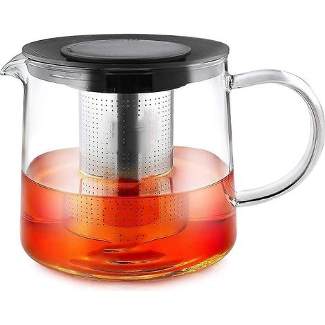 Théière en verre avec infuseur - 1500 ml - Compatible avec les bouilloires et idéale pour le thé en vrac et le café. (1/5)