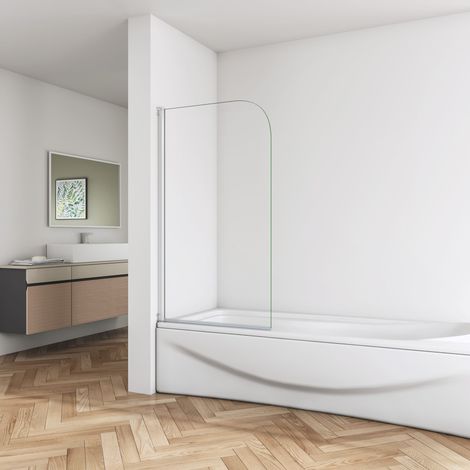 SKY Bathroom Single 180 Degree Pivot Shower Bath Screen Tempered Glass Panel 800x1400mm (1/5)