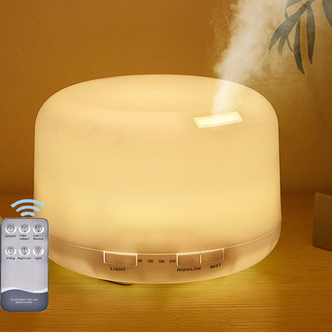 Humidificateur à diffuseur d'huiles essentielles cylindrique de500 ml-Modèle amélioré couleur chaude (1/5)