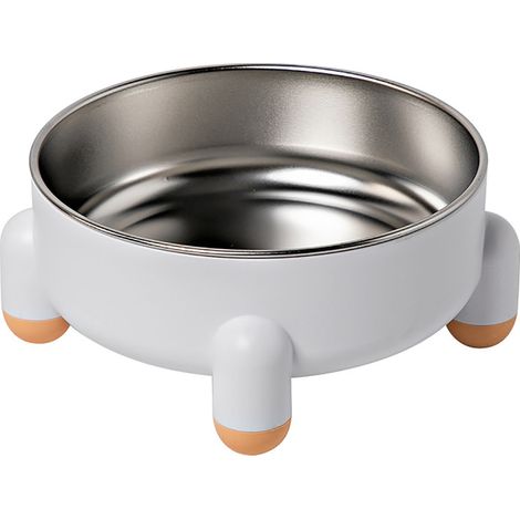 Rutschfester Futternapf mit 4 abnehmbaren Füßen, großes Fassungsvermögen, aus Edelstahl, für Katzen und Hunde in der Wohnung, weiß. (1/5)