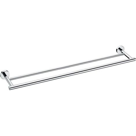SABIR 30 cm,Porte Serviette Salle de Bain Double Barres Porte Serviette Mural en Acier Inoxydable Base Ronde, Finition polie (1/5)