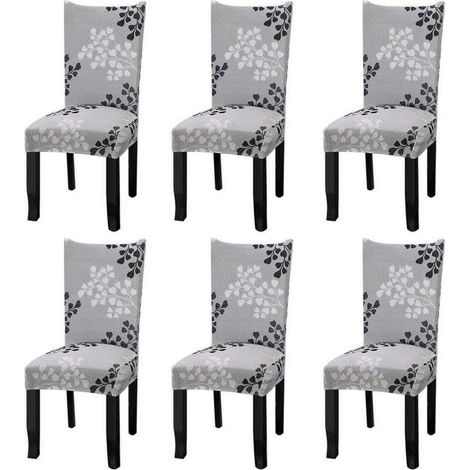 Lot de 6 Housses de Chaise Extensibles en Polyester Spandex, Douces et Anti-Taches, Installation Facile (1/5)