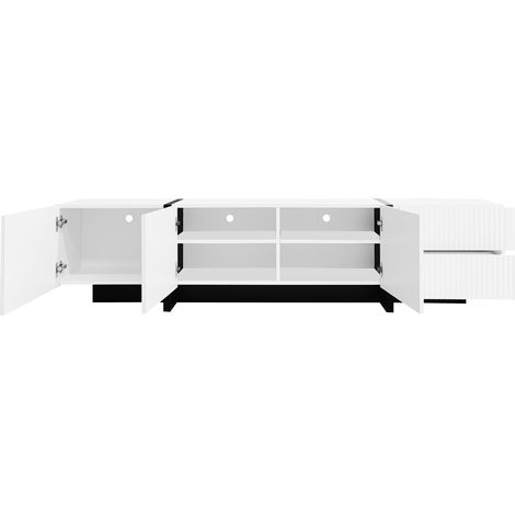 Meuble TV 190 cm avec 3 portes et 2 tiroirs blanc et noir (1/5)