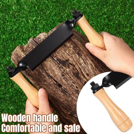 Racleur courbé menuisier 5 pouces lame acier trempé poignées bois ergonomiques outil écorçage bûches poteaux bois bricolage extérieur (1/5)