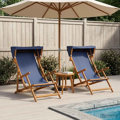vidaXL Silla de terraza 2 pcs 3 Posición Madera de Eucalipto Maciza (1/5)