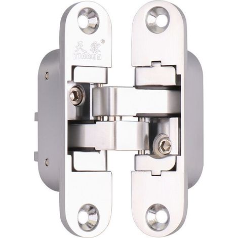 Charniere Invisible - Aluminium - 3D Ajustable 3 Dimensions - Pour Porte Jusqu A 60 Kg - Droite - Finition Inox Satiné - Unité (1/5)