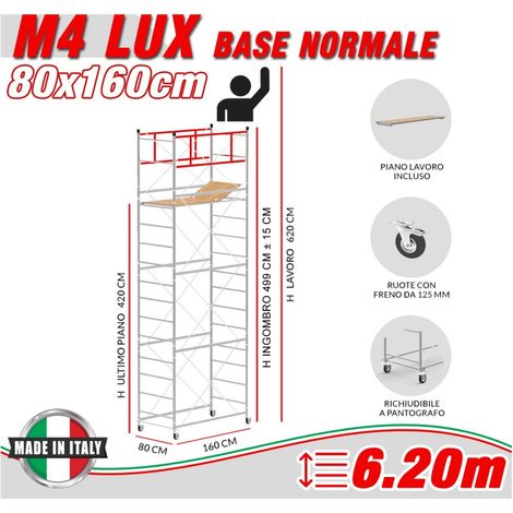 Trabattello M4 LUX base normale Altezza lavoro 6,20 metri